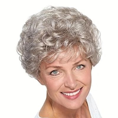 4 Inch Light Golden Short Curly Wigs For Women Middle-aged And Elderly People Wigs For Daily Use Machine Made Synthetic Hair Wigs Lightinthebox
