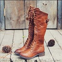 Vintage  Buckle Decor Side Zip Riding Boots Lightinthebox - thumbnail