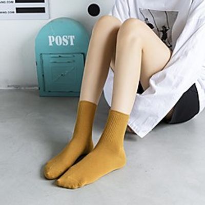 Fashion Comfort Women's Socks Solid Colored Casual Socks Medium Office  Career Black 1 3 Pairs Lightinthebox