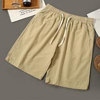 Men's Linen Shorts Summer Shorts Beach Shorts Pocket Drawstring Elastic Waist Plain Comfort Breathable Short Holiday Vacation Beach Hawaiian Boho Black White Lightinthebox