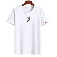 Men's Unisex Tee T shirt Hot Stamping Graphic Prints Deer Animal Plus Size Print Short Sleeve Casual Tops Cotton Basic Fashion Designer Big and Tall White Black Dark Gray miniinthebox - thumbnail