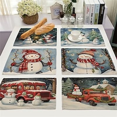 Christmas Placemat Linen Heat Resistant Dining Table Place Mats Plate Mat Xmas Decor Fall Kitchen Table Mats Indoor Outdoor Lightinthebox