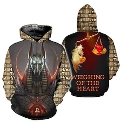 Ancient Egyptian Deities God Eye Of Horus Anubis Hoodie Cartoon Manga Anime Front Pocket Graphic Hoodie For Men's Women's Unisex Adults' 3D Print 100% Polyester miniinthebox