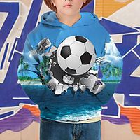 Kids Boys' Hoodie  Sweatshirt Long Sleeve 3D Print Football Print Blue Children Tops Fall Active Daily Wear Regular Fit 4-12 Years Lightinthebox - thumbnail