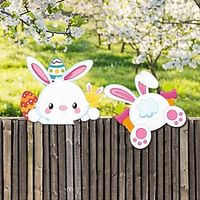 Easter Fence Peeker Decoration Bunny Eggs Peeking Garden Yard Signs Happy Easter DIY Outdoor Garden Fence Sign Ornament for Home Patio Holiday Lawns Party Decor Lightinthebox - thumbnail