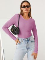 YOINS BASICS Women Casual Solid Color Comfortable Long sleeves Tee - thumbnail