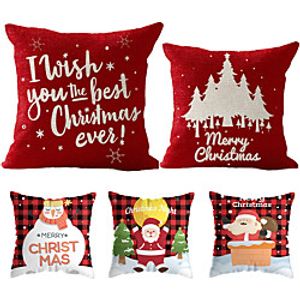 1 Set of 5 pcs Christmas Series Decorative Faux Linen Throw Pillow Cover 18 x 18 inches 45 x 45cm For Home Decoration Christmas Decoration miniinthebox