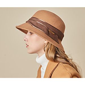 Women's Bucket Hat Party Wedding Special Occasion Wine Camel Hat  Yellow  Fall  Winter  Spring  Holiday Lightinthebox
