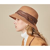 Women's Bucket Hat Party Wedding Special Occasion Wine Camel Hat  Yellow  Fall  Winter  Spring  Holiday Lightinthebox - thumbnail