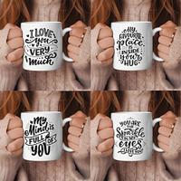 1pc Romantic Love series Letter coffee cup novelty cup I love you very much couple cup 11 oz ceramic cup ceramic cup Family party gift Lightinthebox