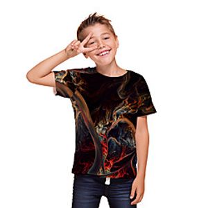 Kids Boys' T shirt Tee Short Sleeve 3D Print Graphic Optical Illusion Unisex Print Black Children Tops Summer Active Daily Wear Regular Fit 3-12 Years miniinthebox