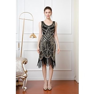 Vintage Roaring 20s 1920s Flapper Dress Prom Dress The Great Gatsby Charleston Women's Sequins Tassel Fringe Cosplay Costume Event / Party Festival Dress miniinthebox