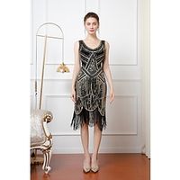 Vintage Roaring 20s 1920s Flapper Dress Prom Dress The Great Gatsby Charleston Women's Sequins Tassel Fringe Cosplay Costume Event / Party Festival Dress miniinthebox - thumbnail