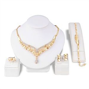 Women's Jewelry Set Hollow Out Flower Fashion Earrings Jewelry Gold For Party Evening Formal 1 set Lightinthebox