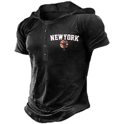 Men's Pullover Hoodie Sweatshirt Button Up Hoodie Graphic Patterned Letter Print Daily Sports Streetwear 3D Print Designer Casual Hoodies Sweatshirts  Black Lightinthebox