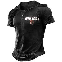 Men's Pullover Hoodie Sweatshirt Button Up Hoodie Graphic Patterned Letter Print Daily Sports Streetwear 3D Print Designer Casual Hoodies Sweatshirts  Black Lightinthebox - thumbnail