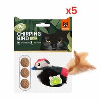 FOFOS Sound Chip Black Bird With Catnip Balls Cat Toy (Pack Of 5)