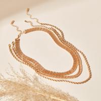 Metallic Multi-Layer Necklace with Lobster Clasp Closure - Set of 3
