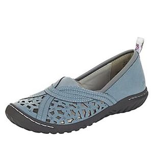 Women's Slip-Ons Outdoor Daily Comfort Shoes Plus Size Summer Flat Heel Round Toe Sweet Walking Shoes PU Leather Loafer Solid Colored Light Blue Black Gold Lightinthebox