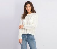 Womens Long Sleeves Knitted Sweater  Ivory - thumbnail