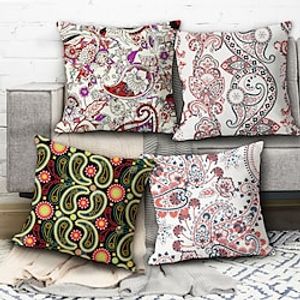 Mandala Paisley Double Side Pillow Cover 4PC Soft Decorative Square Cushion Case Pillowcase for Bedroom Livingroom Sofa Couch Chair Machine Washable Lightinthebox
