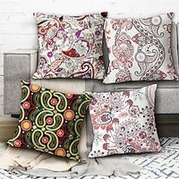 Mandala Paisley Double Side Pillow Cover 4PC Soft Decorative Square Cushion Case Pillowcase for Bedroom Livingroom Sofa Couch Chair Machine Washable Lightinthebox - thumbnail
