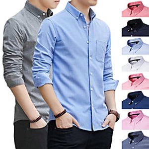 Men's Shirt Other Prints Solid Colored Solid Color Long Sleeve Casual Tops Cotton Basic Formal Casual Blue Wine Gray miniinthebox