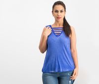 Juniors Lattice-Front Tank Top  Royal - thumbnail
