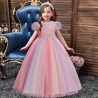 Kids Girls' Dress Party Dress Sequin Short Sleeve Wedding Birthday Princess Sweet Polyester Mesh Summer Spring Fall 3-12 Years Multicolor Pink Blue Lightinthebox