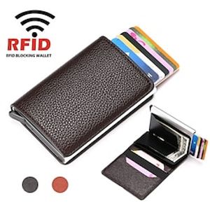 REID Credit Card Holder Wallet Metal PU Leather Name Card Holder Luxury Pocket with Magnetic Shut for Women Men Kids miniinthebox