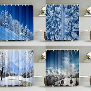Bathroom Deco Shower Curtain with Hooks Bathroom Decor Waterproof Fabric Shower Curtain Set with12 Pack Plastic Hooks Lightinthebox