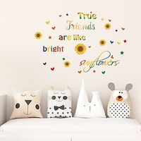 Wall Sticker True Friends Are Like Beight Sunflowers Lnspirational Motto Removable Wall Stickers Living Room Bedroom Children'S Room Study Home Decoration Background Wall Sticker miniinthebox - thumbnail