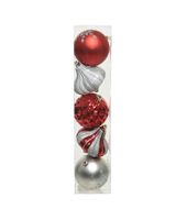 Homesmiths Christmas Bauble Shatterproof Set of 5 Red White Silver 8cm