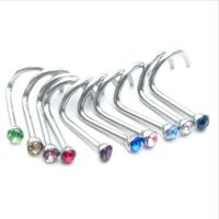 10pcs/pack Nasal screws 2mm rhinestones Color piercing nose nails piercing jewelry screw nose nails