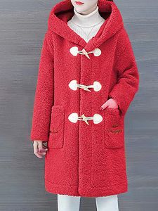 Plush wool faux lamb wool mid-length coat