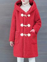 Plush wool faux lamb wool mid-length coat - thumbnail