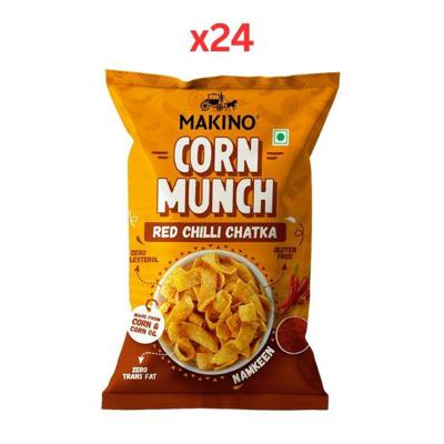 Makino Corn Munch Red Chilli Chatka 150g (Pack Of 24)