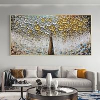 Hand Painted Golden Tree painting Wall Art Hand Painted Oil Paintings Canvas Abstract  Palette Knife Flower Decor Wall Home Interior Decorations Arte Painting ready to hang or canvas Lightinthebox - thumbnail