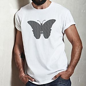 Men's Unisex Tee T shirt Hot Stamping Butterfly Graphic Prints Plus Size Print Short Sleeve Casual Tops Cotton Basic Fashion Designer Big and Tall White miniinthebox