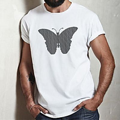 Men's Unisex Tee T shirt Hot Stamping Butterfly Graphic Prints Plus Size Print Short Sleeve Casual Tops Cotton Basic Fashion Designer Big and Tall White miniinthebox