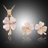 Crystal Jewelry Set Stud Earrings Pendant Necklace Cross Clover Ladies Party Fashion Cubic Zirconia Opal Rose Gold Plated Earrings Jewelry Gold For Party Special Occasion Anniversary Birthday miniinthebox - thumbnail