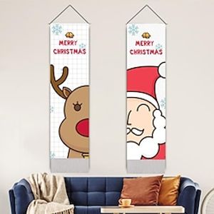 Christmas Santa Claus Elk Woven Wall Tapestry Hanging Photography Background Background Living Room Decoration Tassel 32.5x130cm(13x52inch) miniinthebox