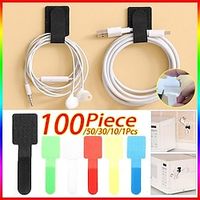100PCS New Style Nylon Type Tie Self Adhesive Cable Tie Wire Organizer For Charging Line Headset Audio Cables Laptop Charging Wires Desk Clips Stationary Adhesive Tape Cord Holder Wire Storage Shelf Lightinthebox - thumbnail