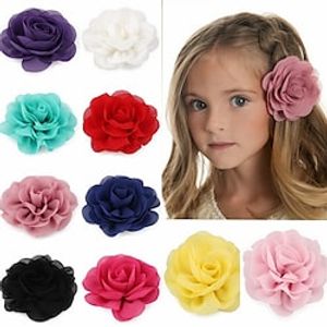 10 Pcsset Retail 8.5cm Newborn Baby Chiffon Petals Poppy Flower Hair Clips Rolled Rose Fabric Hair Flowers For Kids Girls Hair Accessories Lightinthebox