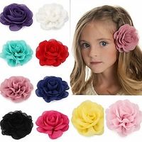 10 Pcsset Retail 8.5cm Newborn Baby Chiffon Petals Poppy Flower Hair Clips Rolled Rose Fabric Hair Flowers For Kids Girls Hair Accessories Lightinthebox - thumbnail