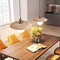Pendant Lights1-Light, Simple Yellow Travertine E27 Adjustable Cord Hanging Lamp, Home Decoration Chandelier, for Hallway Farmhouse Kitchen Island Lightinthebox - thumbnail