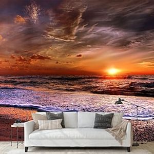 Landscape Wallpaper Mural Sunrise Sunset Wall Covering Sticker Peel and Stick Removable PVC/Vinyl Material Self Adhesive/Adhesive Required Wall Decor for Living Room Kitchen Bathroom miniinthebox