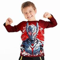 Boys 3D Graphic Tee Shirt Long Sleeve 3D Print Spring Fall Sports Fashion Streetwear Polyester Kids 3-12 Years Crew Neck Outdoor Casual Daily Regular Fit miniinthebox