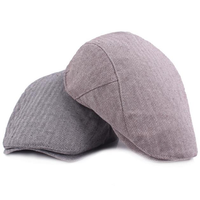 Men Vintage Cotton Stripe Newsboy Beret Cap Autumn Travel Casual Sunscreen Hat