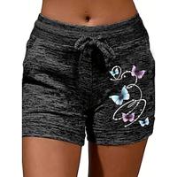 Women's Baggy Shorts Normal 95% Polyester 5% Spandex Flower Black Grey Light Gray Chino Mid Rise Short Casual Daily Spring Summer Lightinthebox